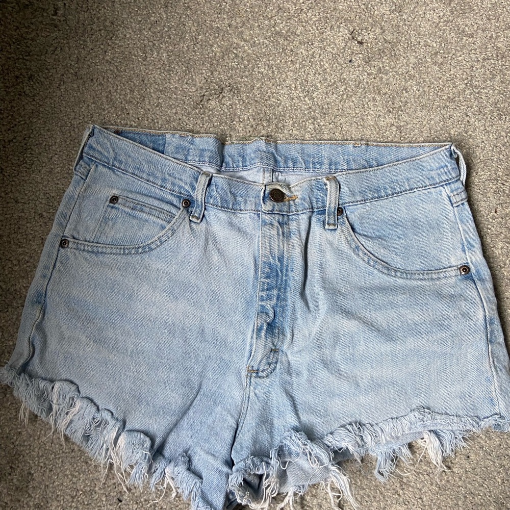 Wrangler Blue Cutoff Jean Shorts Distressed High-Waisted
